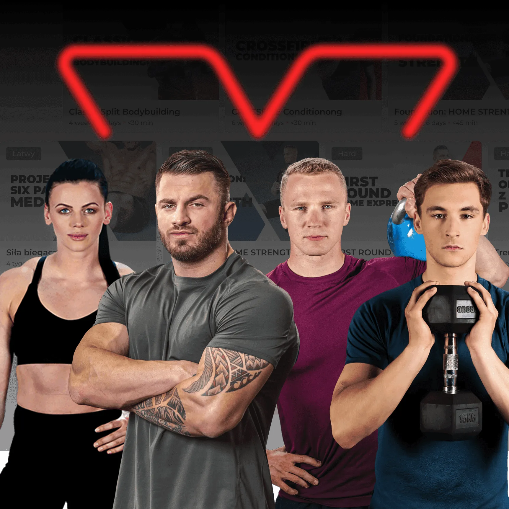 MAXX Nation coaches with training plan thumbnails — Dobrusia, Marcin, Erko, Aleksander